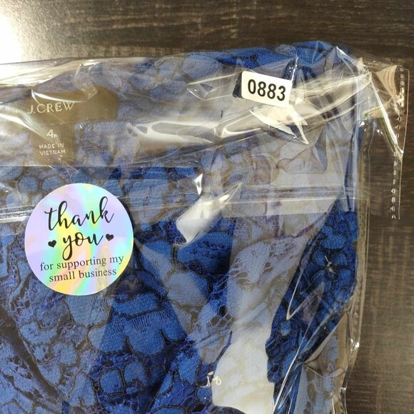 J.Crew Women's 4 Blue Lacy Floral Artsy Abstract Button-Down Long-sleeved Shirt - Picture 4 of 9